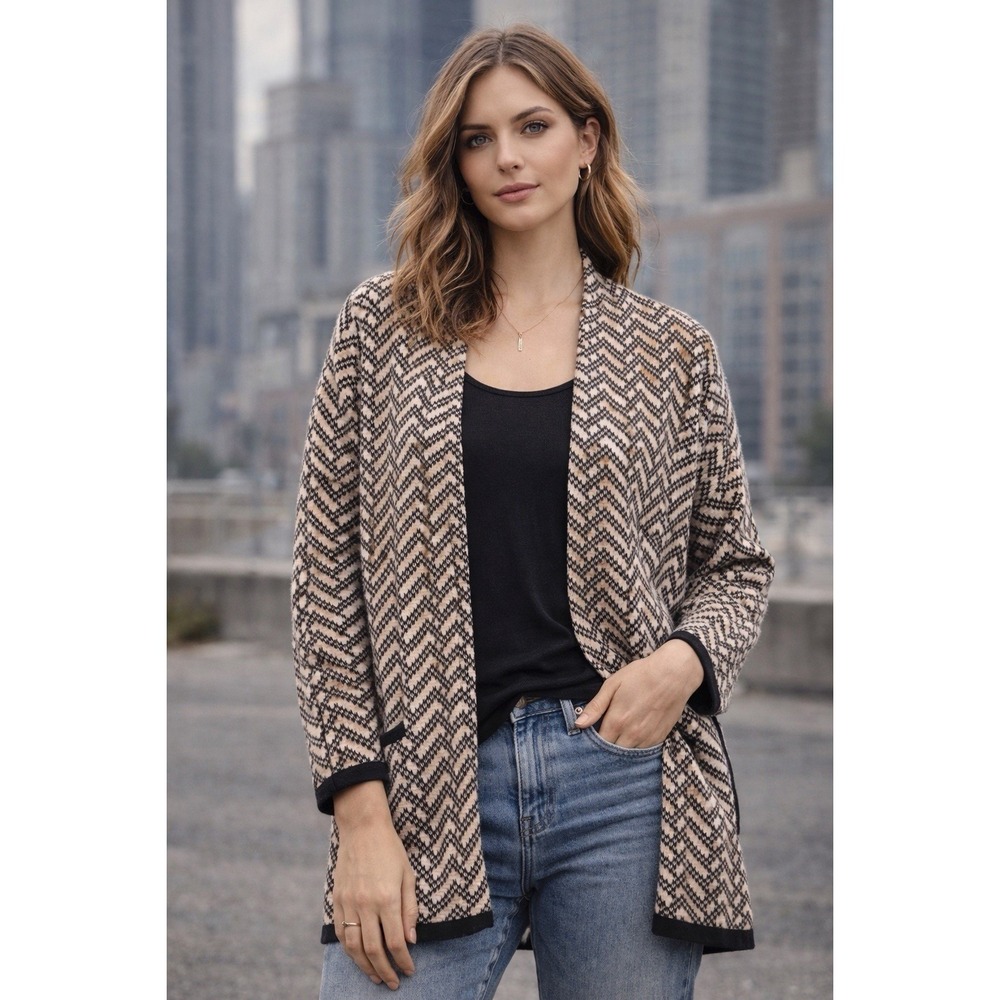 LANDS' END Drifter Cotton Cardigan Women's XS Oversized Open Front Sweater